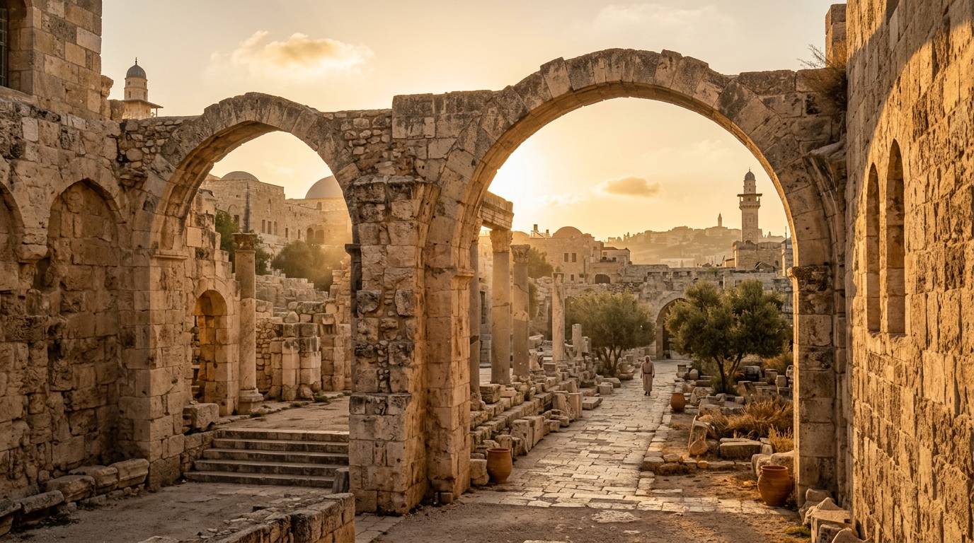 Archäologische Funde und Steinruinen in Jerusalem